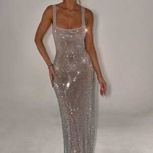 Sparkling Silver Maxi Dress
